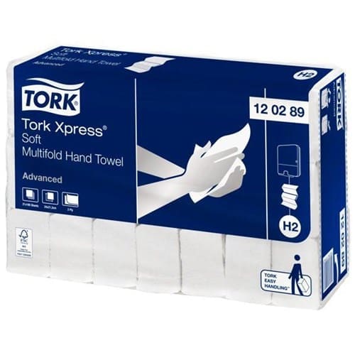 Tork H2 Xpress Advanced Soft Multifold Hand Towel 2 Ply, Carton of 21