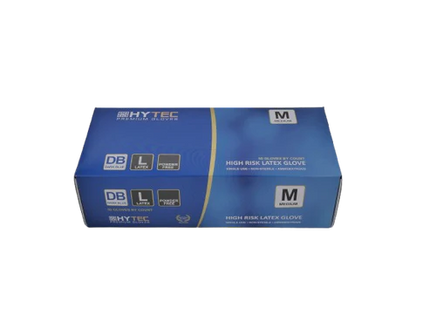 Hytec Dark Blue Hi Risk Latex Gloves, Powder Free - S, M, L, XL, XXL, 50 Gloves/Pack, Carton of 10 Packs