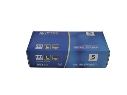 Hytec Dark Blue Hi Risk Latex Gloves, Powder Free - S, M, L, XL, XXL, 50 Gloves/Pack, Carton of 10 Packs