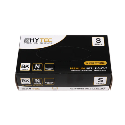 Hytec Black Nitrile Gloves, Powder Free - S, M, L, XL, XXL Carton of 10 Packs