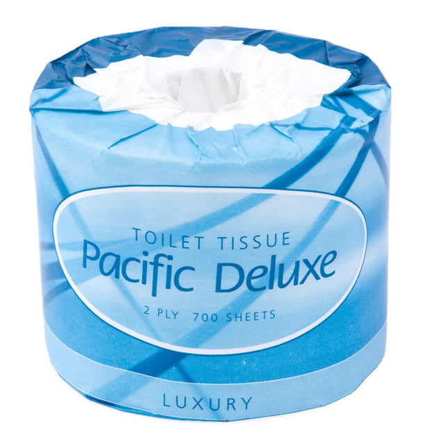 Pacific Deluxe 2 Ply Toilet Roll - 700 Sheets/Roll, Carton of 48 Rolls