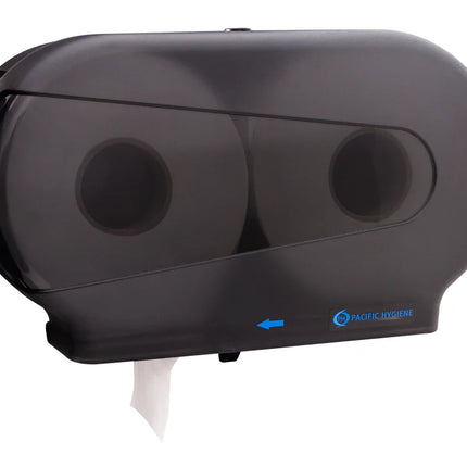 Pacific Hygiene Double Jumbo Toilet Roll Dispenser - White, Black