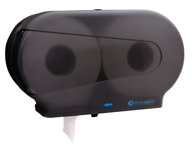 Pacific Hygiene Double Jumbo Toilet Roll Dispenser - White, Black