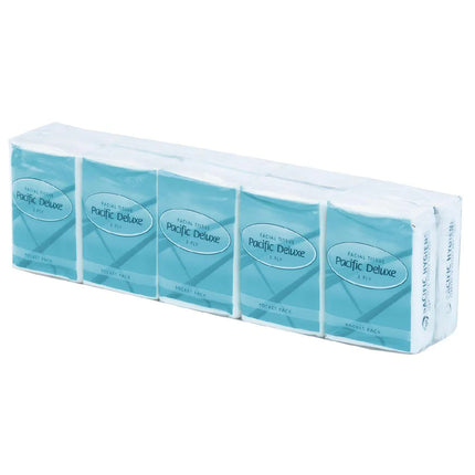 Pacific Deluxe 2-Ply Pocket Pack Facial Tissue - 10 Tissues/Pack, Carton of 300 Packs