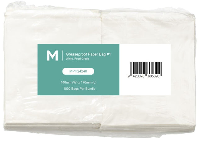 Greaseproof Paper Bags #4 - White, 1000 bags/pack