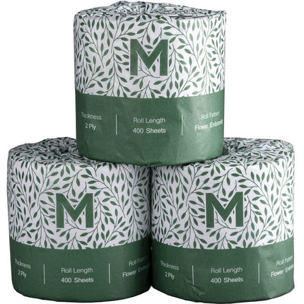 Recycled Wrapped Toilet Tissue White - 400 Sheets/2 Ply, 250 Sheets/3 Ply, Carton of 48 Rolls