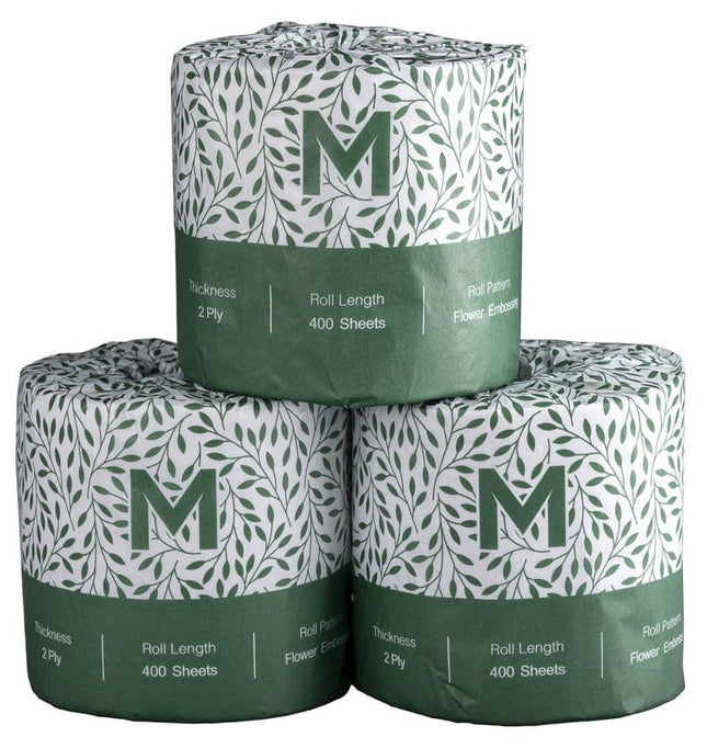 Recycled Wrapped Toilet Tissue White - 400 Sheets/2 Ply, 250 Sheets/3 Ply, Carton of 48 Rolls