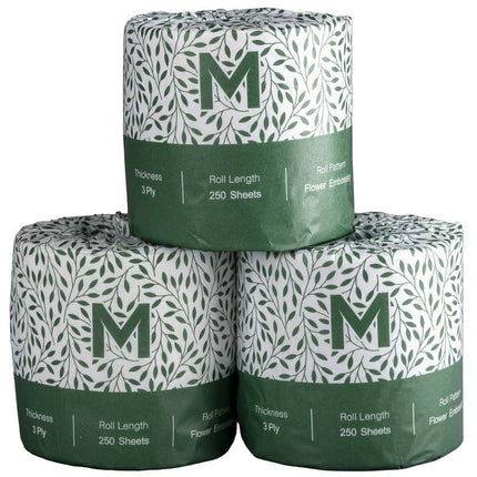 Recycled Wrapped Toilet Tissue White - 400 Sheets/2 Ply, 250 Sheets/3 Ply, Carton of 48 Rolls
