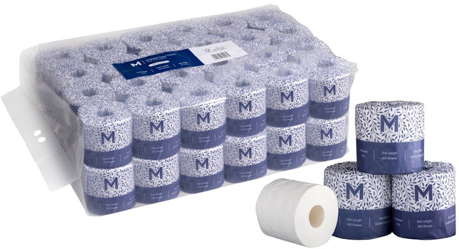 Wrapped Toilet Tissue Bale - White, 2 Ply, 400 Sheets, Carton of 48 Rolls