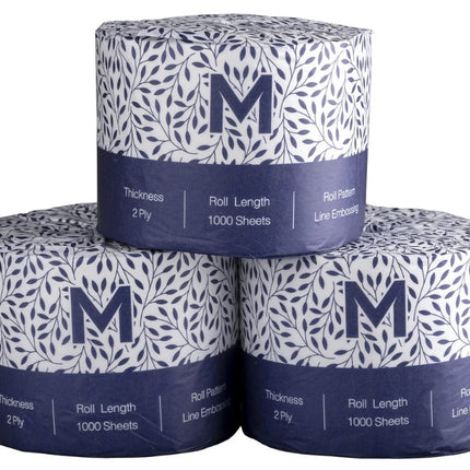 Wrapped Toilet Tissue  White 2 Ply - 400 Sheets, 700 Sheets - Carton of 48 Rolls, 1000 Sheets - Carton of 18 Rolls