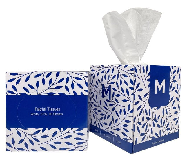 Cube Facial Tissues White - 2 Ply 90 Sheets/Pack, 3 Ply 65 Sheets/Pack, Carton of 36 Packs