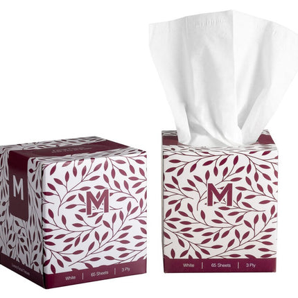 Cube Facial Tissues White - 2 Ply 90 Sheets/Pack, 3 Ply 65 Sheets/Pack, Carton of 36 Packs