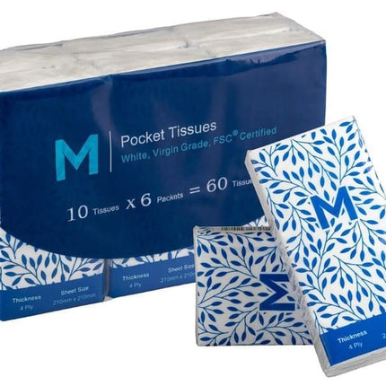 Tissue Pocket Packs 1/12 Fold White, 4 Ply, 10 Sheets, Carton of 288 Packs
