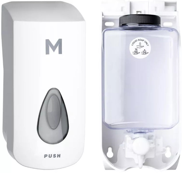 Liquid Wall Dispenser 1000ml Capacity Includes Empty Cartridge - White, Silver, Black