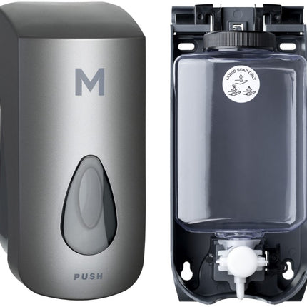 Liquid Wall Dispenser 1000ml Capacity Includes Empty Cartridge - White, Silver, Black