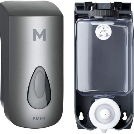 Foaming Wall Dispenser 1000ml Capacity Includes Empty Cartridge - White, Silver, Black