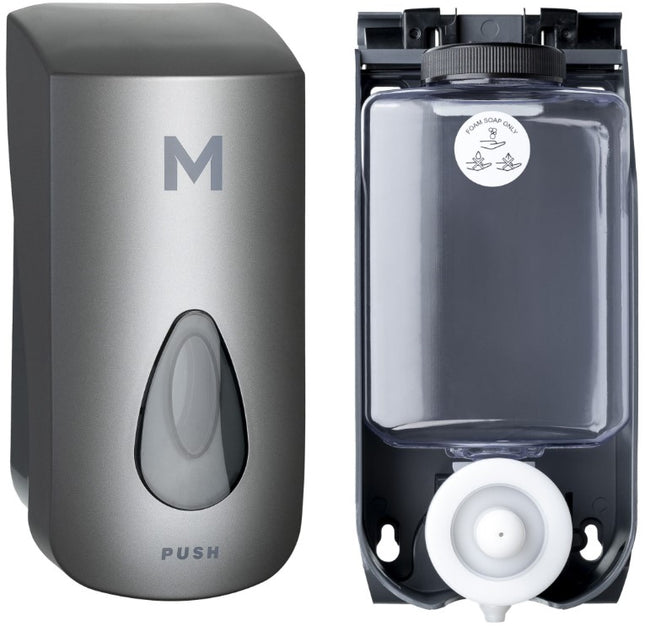 Foaming Wall Dispenser 1000ml Capacity Includes Empty Cartridge - White, Silver, Black