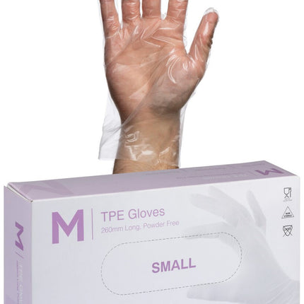 TPE Powder Free 200 Clear/Blue Gloves- S, M, L, XL, 200 Gloves/Pack, Carton of 10 Packs
