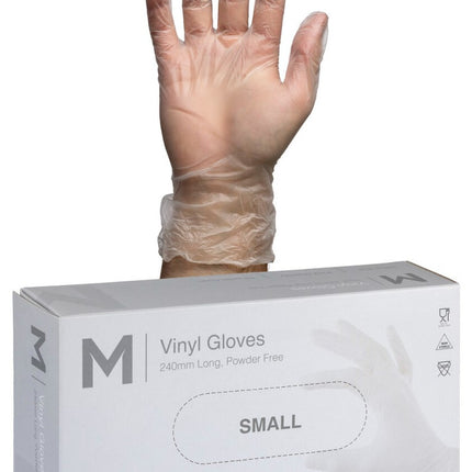 Vinyl Gloves Powder Free Clear/Blue - S, M, L, XL, 2XL, 100 Gloves/Pack, Carton of 10 Packs