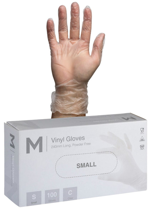 Vinyl Gloves Powder Free Clear/Blue - S, M, L, XL, 2XL, 100 Gloves/Pack, Carton of 10 Packs