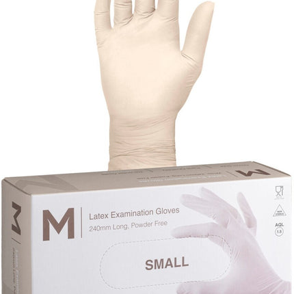 Latex Examination Gloves Powder Free White - XS, S, M, L, XL, 100 Gloves/Pack, Carton of 10 Packs