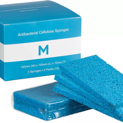 All Purpose Sponges - Green, Pink, Blue, Yellow, Carton of 15 Sponges