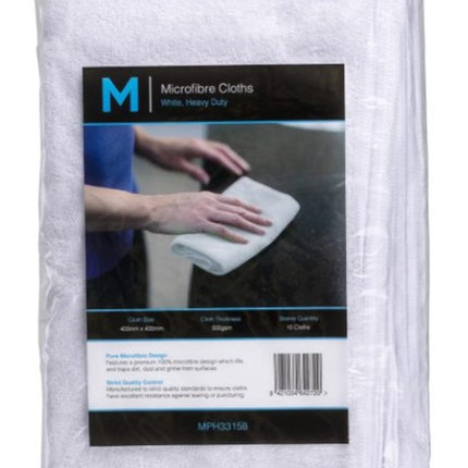 Microfibre Cloths - Blue, Green, Red, Yellow, White, 10 Cloths/Pack, Carton of 5 Packs