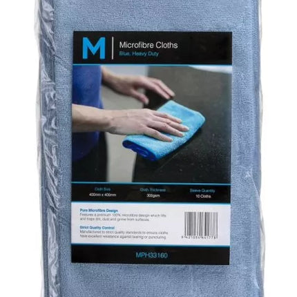 Microfibre Cloths - Blue, Green, Red, Yellow, White, 10 Cloths/Pack, Carton of 5 Packs