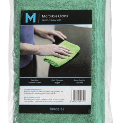 Microfibre Cloths - Blue, Green, Red, Yellow, White, 10 Cloths/Pack, Carton of 5 Packs
