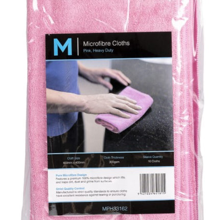 Microfibre Cloths - Blue, Green, Red, Yellow, White, 10 Cloths/Pack, Carton of 5 Packs