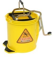 Metal Wringer Bucket 16L - Blue, Green, Red, Yellow, Carton of 2 Buckets