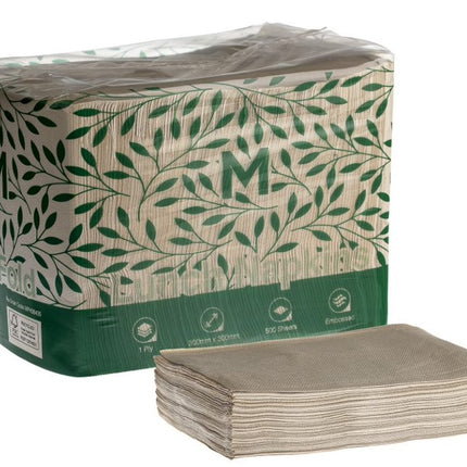 Lunch Napkins 1 Ply 1/4 Fold White, Brown - 500 Napkins/Pack, Carton of 6 Packs