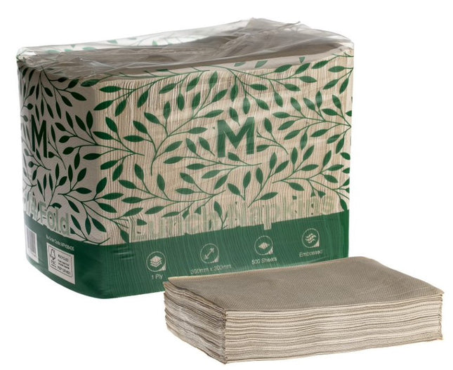 Lunch Napkins 1 Ply 1/4 Fold White, Brown - 500 Napkins/Pack, Carton of 6 Packs