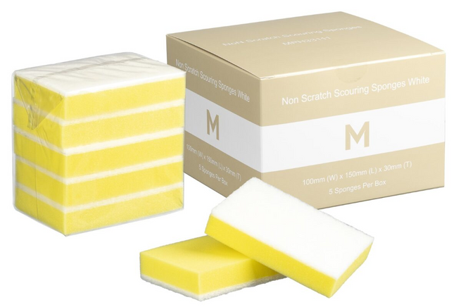 Premium Scouring Sponges 100mm x 150mm x 30mm - Yellow/Green, Yellow/White, Carton of 40 Sponges