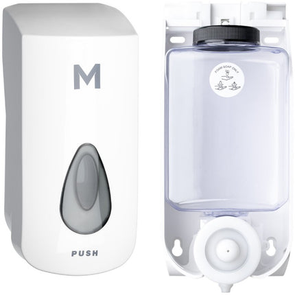 Foaming Wall Dispenser 1000ml Capacity Includes Empty Cartridge - White, Silver, Black