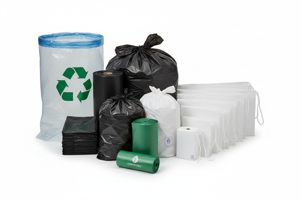 different rubbish bags, bin lines in one photo